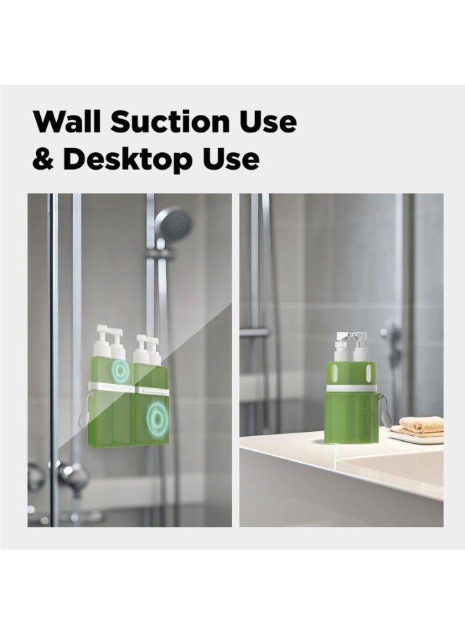 4 in 1 Travel Toiletry Containers TSA Approved, Refillable Travel Size Toiletries Bottles Set with Suction Cup Holder, Leakproof Portable Shampoo Conditioner Body Wash Lotion Dispenser for Travel Gym Camping - Image 4