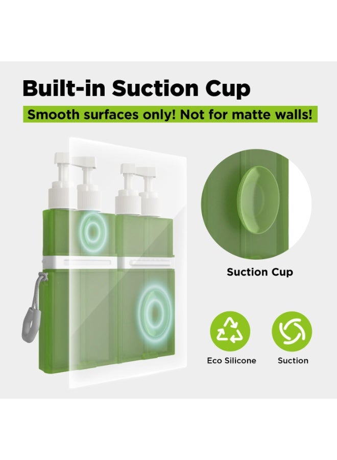4 in 1 Travel Toiletry Containers TSA Approved, Refillable Travel Size Toiletries Bottles Set with Suction Cup Holder, Leakproof Portable Shampoo Conditioner Body Wash Lotion Dispenser for Travel Gym Camping - Image 3