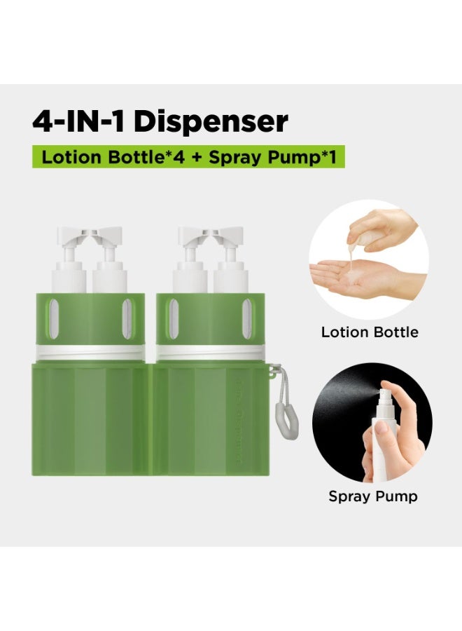 4 in 1 Travel Toiletry Containers TSA Approved, Refillable Travel Size Toiletries Bottles Set with Suction Cup Holder, Leakproof Portable Shampoo Conditioner Body Wash Lotion Dispenser for Travel Gym Camping - Image 5