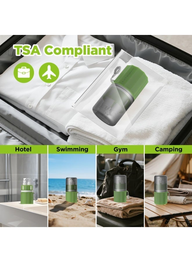 4 in 1 Travel Toiletry Containers TSA Approved, Refillable Travel Size Toiletries Bottles Set with Suction Cup Holder, Leakproof Portable Shampoo Conditioner Body Wash Lotion Dispenser for Travel Gym Camping - Image 2