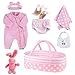 JIZHI 8 Pcs Reborn Baby Doll Clothes Set with Bassinet for 1722 Inch Dolls Baby Dolls Clothes and Doll Accessories Set fit Realistic Baby Doll Girl Pink - Image 2
