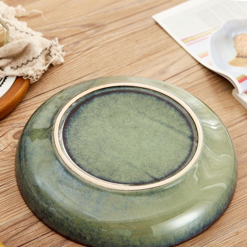 Swuut Transmutation Glaze Serving Pasta Bowl,10 inch Ceramic Wide Salad Bowls,50 Ounce Large Big Fruit Bowl for Kitchen, Microwave Oven Dishwasher Safe (Green) - Image 4