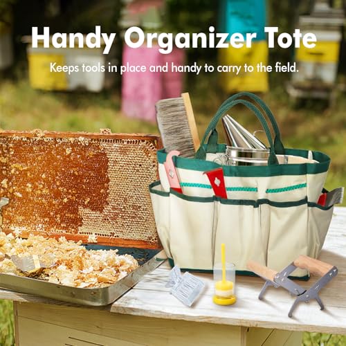 BeeCastle 9 Pcs Beekeeping Tools Kit with Organizer Tote for Beekeepers, Necessary Beekeeping Supplies Bee Keeping Starter Kit Includes Bee Smoker Kit and Beehive Tools - Image 5