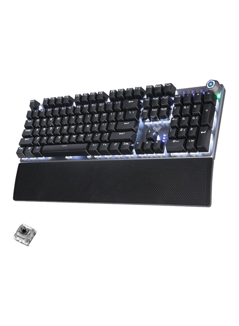 AULA F2088 Classic Mechanical Keyboard with Black Switches,White Light LED Backlit Gaming Keyboard,Removable Wrist Rest,USB Wired Computer Keyboard for PC,Laptop - Image 1