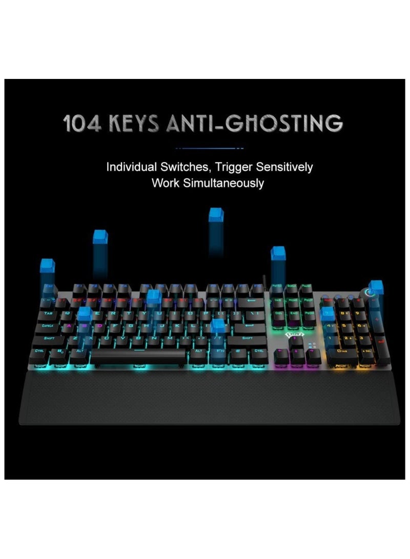 AULA F2088 Classic Mechanical Keyboard with Black Switches,White Light LED Backlit Gaming Keyboard,Removable Wrist Rest,USB Wired Computer Keyboard for PC,Laptop - Image 5