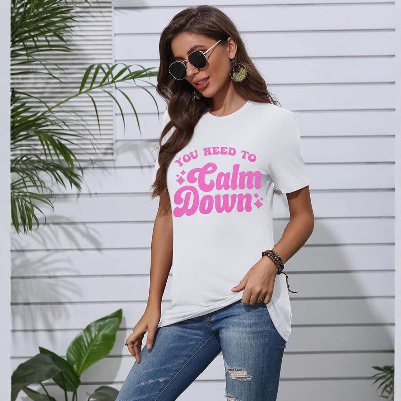 Explosions Material Comfortable Round Neck Short Sleeve Size Complete English Pattern You Need - Image 3