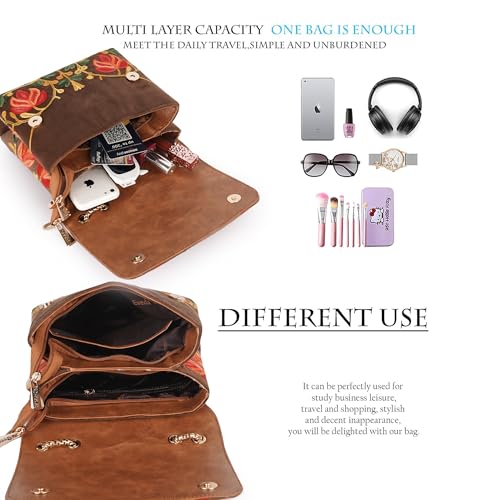 EVEDA Synthetic Leather Stylish Fancy Gorgeous Embroidered Design Crossbody Gold Chain Side Sling Bag For Women - Image 5