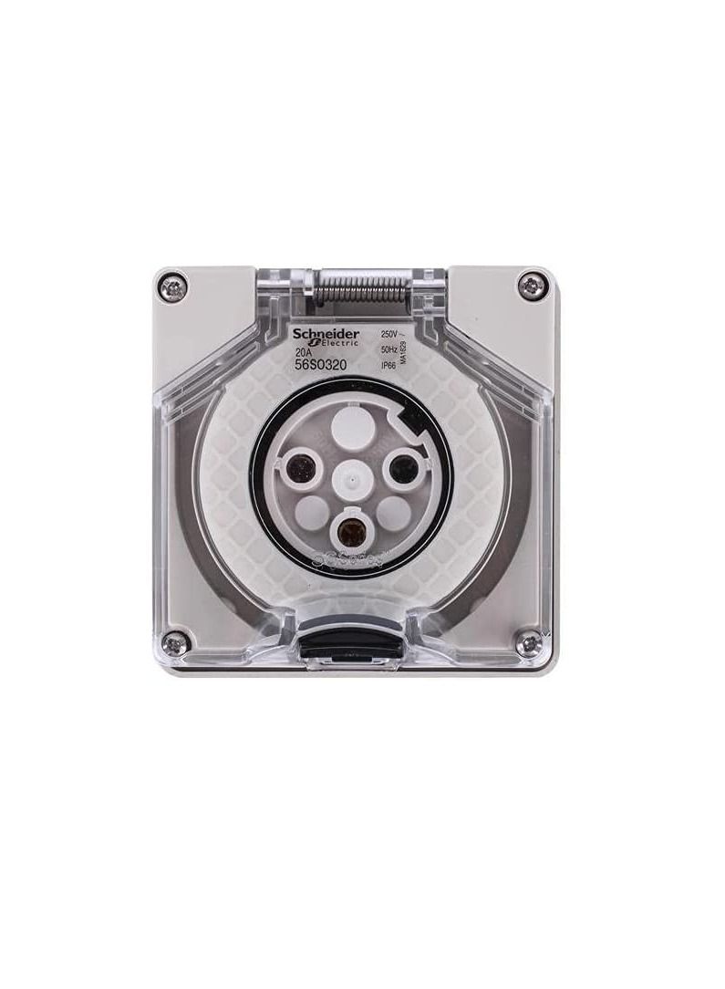 Schneider 250V 20A IP56 56 Series 56SO320 Surface 3 Pin Socket Outlet Grey - Image 2