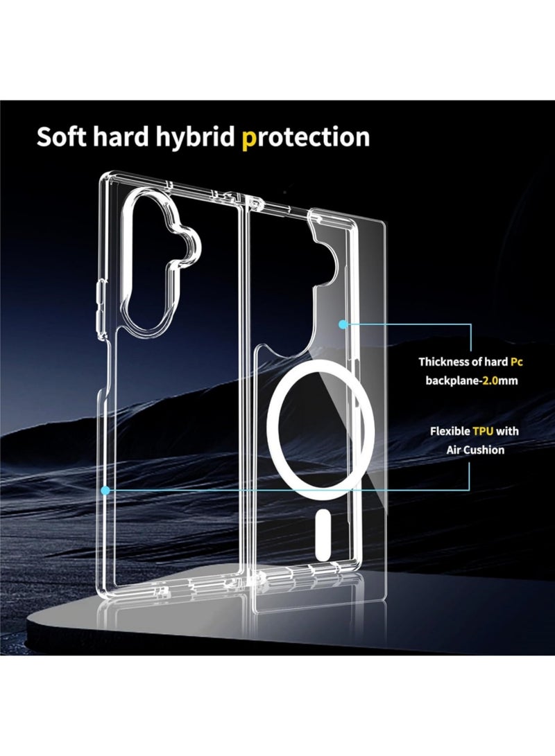 اووكاي جراب مغناطيسي لهاتف Samsung Galaxy Z Fold 7، متوافق مع Mag-Safe، شفاف مقاوم للصدمات من البولي كربونات ومصد مرن من مادة TPU - غطاء واقٍ رفيع مضاد للاصفرار لهاتف Galaxy Z Fold 7 (شفاف) - Image 4