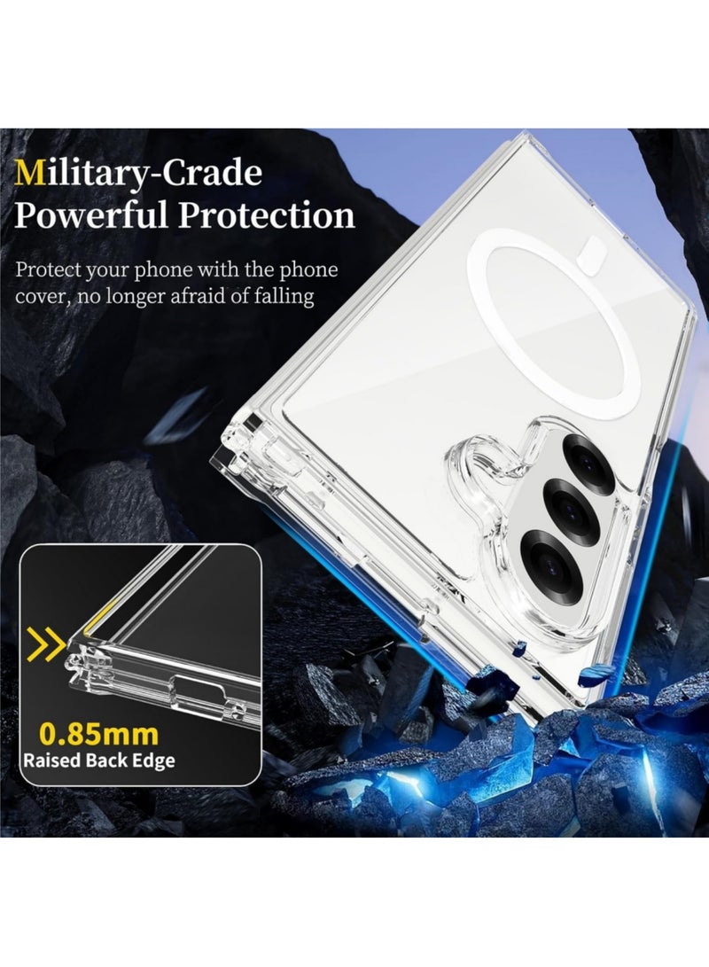 اووكاي جراب مغناطيسي لهاتف Samsung Galaxy Z Fold 7، متوافق مع Mag-Safe، شفاف مقاوم للصدمات من البولي كربونات ومصد مرن من مادة TPU - غطاء واقٍ رفيع مضاد للاصفرار لهاتف Galaxy Z Fold 7 (شفاف) - Image 5