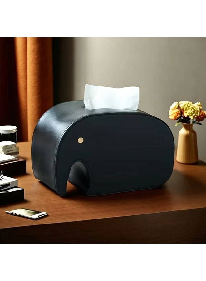 Milk Brown Leather Texture Elephant Design Tissue Box For Home And Office Decor - Image 5