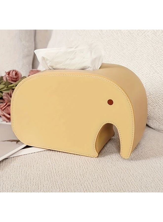 Milk Brown Leather Texture Elephant Design Tissue Box For Home And Office Decor - Image 3