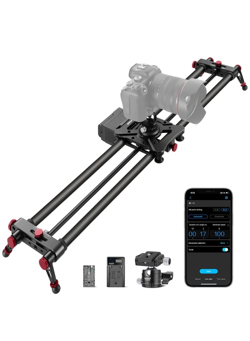 Neewer ER1 120cm Carbon Fiber Motorized Camera Slider  App & Remote Control  5kg Payload  DSLR/Mirrorless/Vlogging Slider black - Image 1