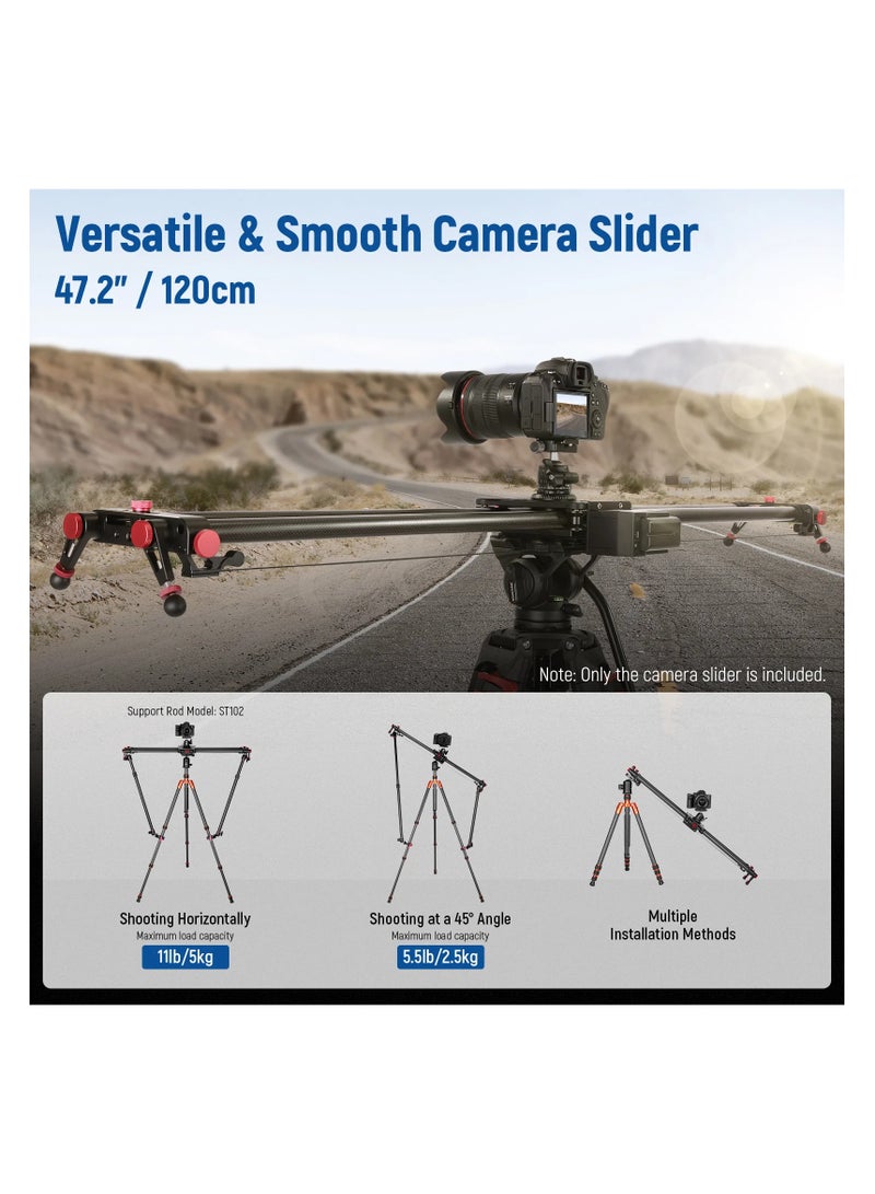 Neewer ER1 120cm Carbon Fiber Motorized Camera Slider  App & Remote Control  5kg Payload  DSLR/Mirrorless/Vlogging Slider black - Image 4