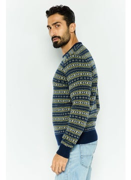 Robe Di Kappa Men Crew Neck Knitted Long Sleeves Sweater, Navy  - Image 3