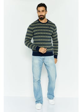 Robe Di Kappa Men Crew Neck Knitted Long Sleeves Sweater, Navy  - Image 2