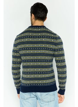 Robe Di Kappa Men Crew Neck Knitted Long Sleeves Sweater, Navy  - Image 4
