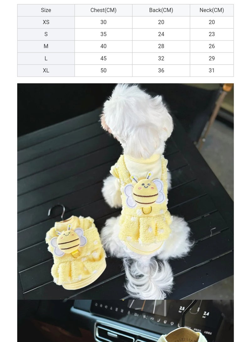 A.M Pet autumn and winter bee fluffy traction bottoming shirt pet clothes cat dog chest harness clothes - Image 5