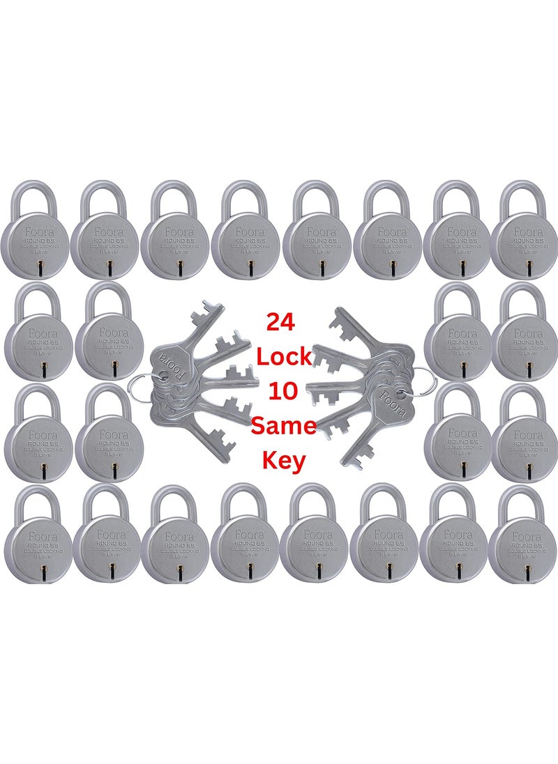 Foora Foora Same Key Lock Set 24 Padlocks with 10 Common Key Multiple Lock with Single Key for Home Security  - Image 2