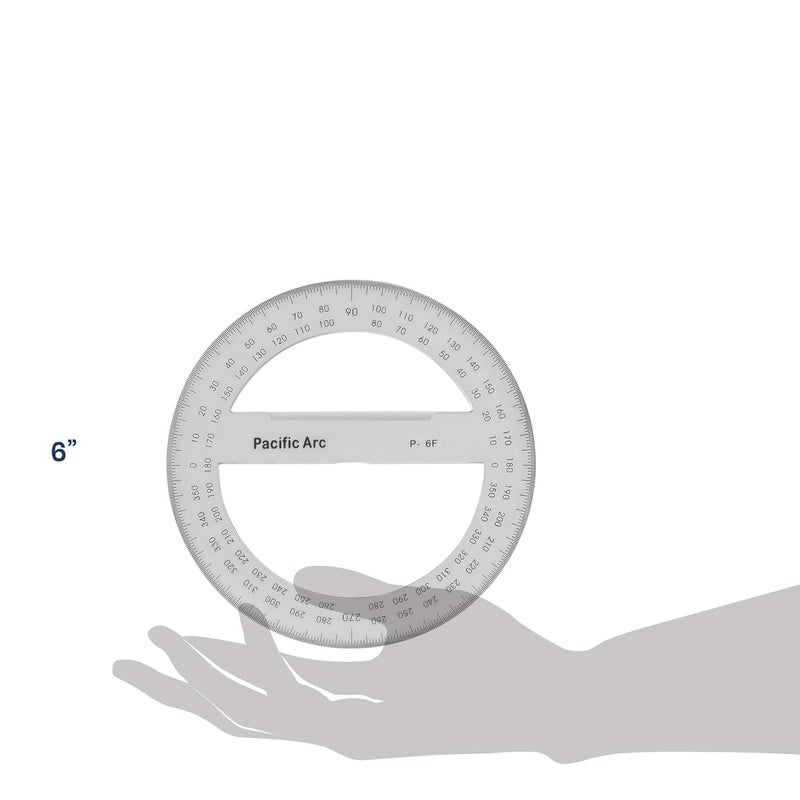 Pacific Arc 's 6 Inch 360 Degree Plastic Circular Protractor Clear - Image 2