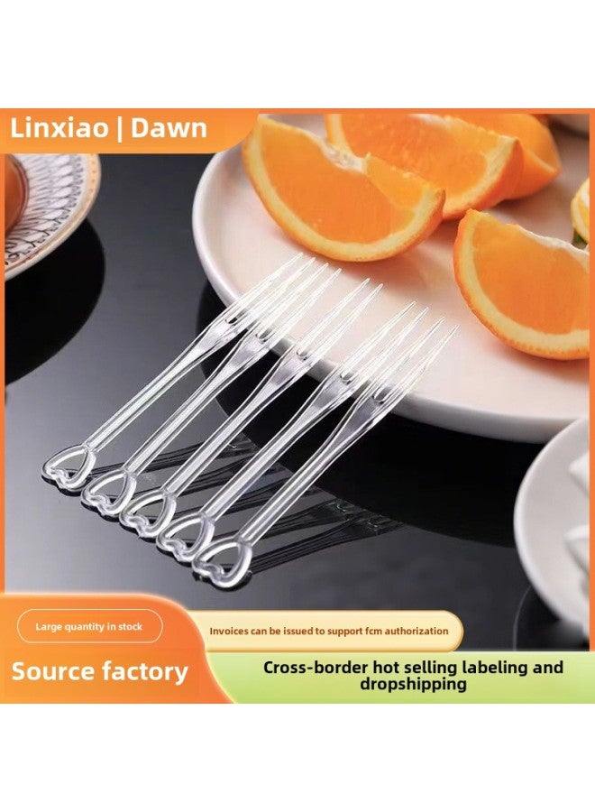 Cross Border Disposable Fruit Fork Separately Packed Transparent Fruit Sign Plastic Snack KTV Snack Fork Household Fork-Color:Opp Bag-Specifications:Butterfly Style 8pcs  - Image 2