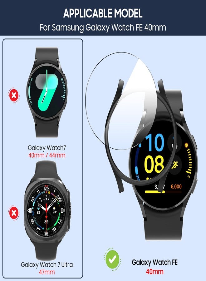 Suoman 5+5 Pack Screen Protector for Samsung Galaxy Watch FE 40mm Case,HD Screen Protector+ All-Round PC Matte Protector Cover Set for Galaxy Watch FE 40mm - Image 2