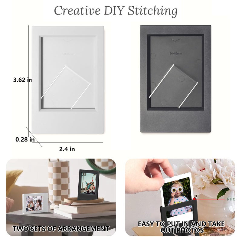 WOGOZAN Mini 3 Inch Photo Picture Frames for Fujifilm Instax Mini 12/11/99/90/9/8/7+/EVO Classic Polaroid 2.15x3.4 Inches Frame Wallet Size Photo Desktop Display Can be used as Gifts (Black & Grey) (10 Pack) - Image 3