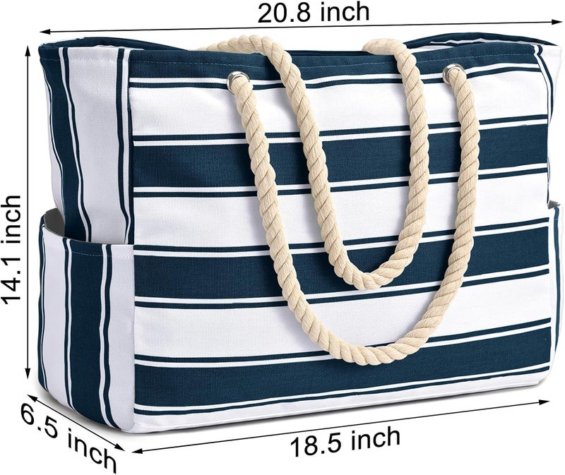 Becokan Beach Bags for Women, Large Waterproof Beach Tote Bag with Zipper Beach Bags Waterproof Sandproof Swim Pool Bag Large Tote - Image 4