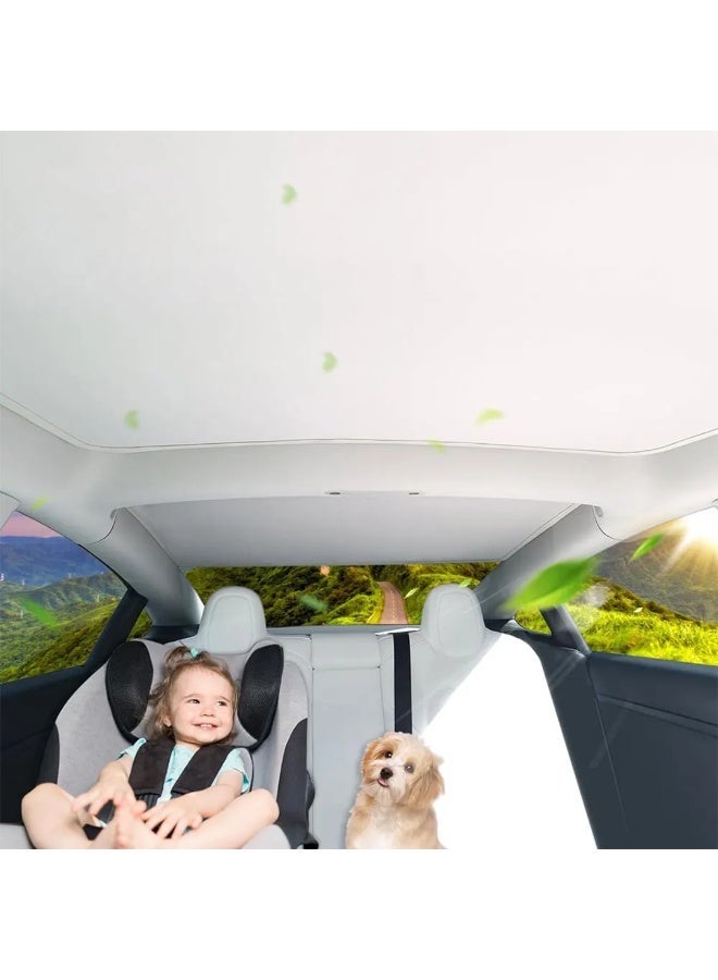 HPS Roof Window Sunshade for Tesla Model 3 Highland 2024 – Ice Crystal Coated Glass Roof Sun Heat Shade - Image 3