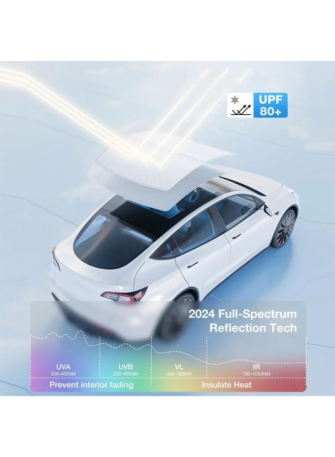 HPS Roof Window Sunshade for Tesla Model 3 Highland 2024 – Ice Crystal Coated Glass Roof Sun Heat Shade - Image 4