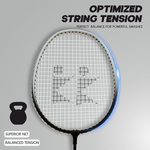 Konex Lightweight Aluminium Badminton Racquet for Beginners & Intermediates | Durable Frame with Full Cover Bag - Black (Pack of 2) - Image 3