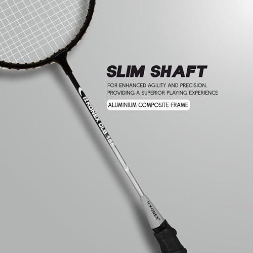 Konex Lightweight Aluminium Badminton Racquet for Beginners & Intermediates | Durable Frame with Full Cover Bag - Black (Pack of 2) - Image 2