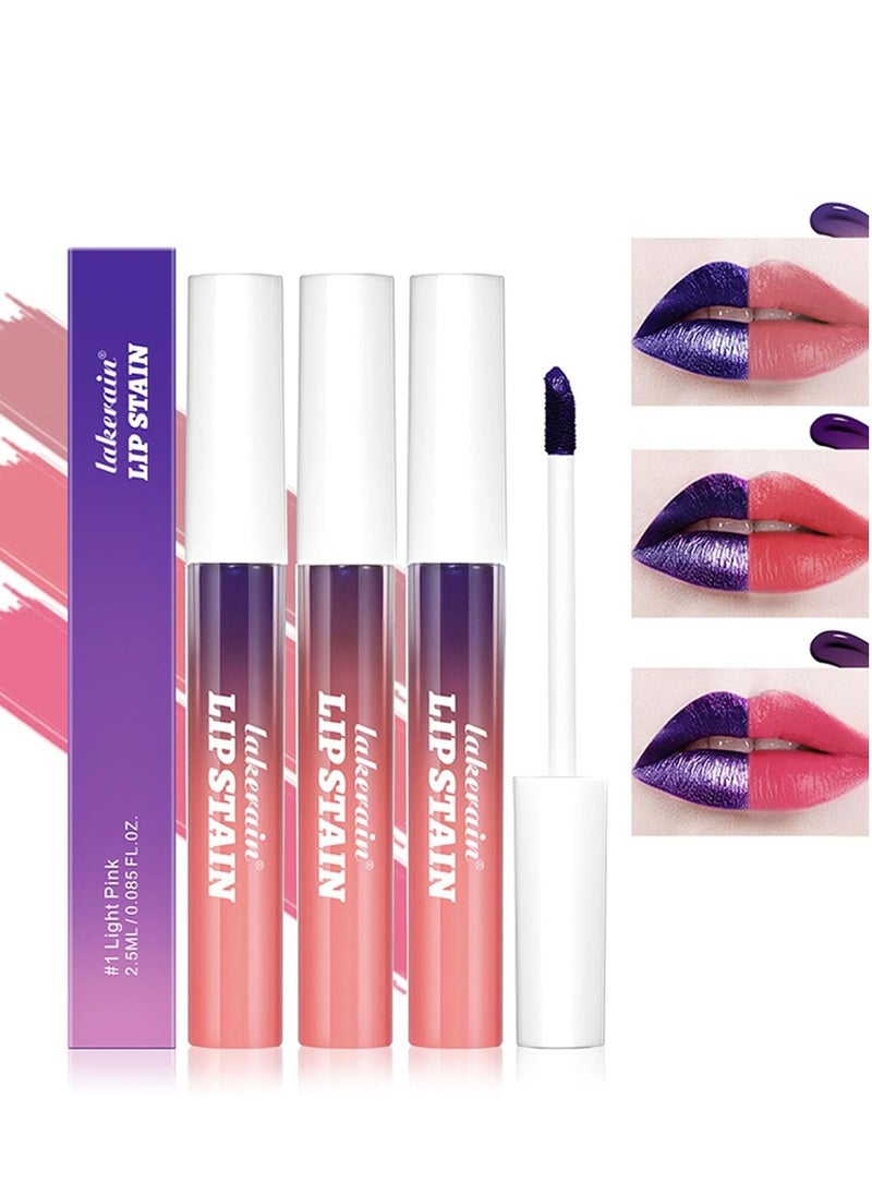 ليكرين Peel Off Lip Tint Stain 3 قطع ، وشم تقشير الشفاه ، مقاوم للماء مقاوم للنقل طويل الأمد Lip Stain Tint Lip أحمر شفاه كبير ، مصطبغ للغاية غير لامع  - Image 1