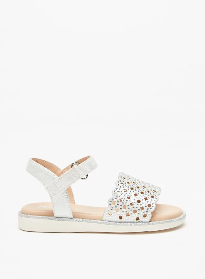 JUNIORS Girls Embellished Sandals With Hook And Loop Closure