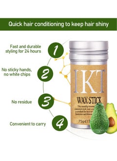 IKT Hair Wax Stick Strong and Long Lasting Hold Non Greasy Styling Wax for Flyaways Edge Frizz Hair Suitable for Unisex  - Image 4