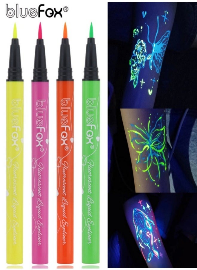 BLUE FOX Colorful Liquid Eyeliner Glow in The Dark Body Face Paint Cosplay Makeup, Black Light Neon Luminous Body Paint Makeup Party Supplies, Professional Glow Face Painting Kit for Kids & Adults  - Image 2