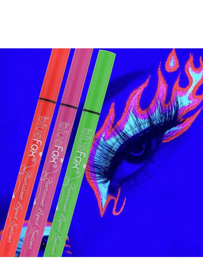 BLUE FOX Colorful Liquid Eyeliner Glow in The Dark Body Face Paint Cosplay Makeup, Black Light Neon Luminous Body Paint Makeup Party Supplies, Professional Glow Face Painting Kit for Kids & Adults  - Image 3