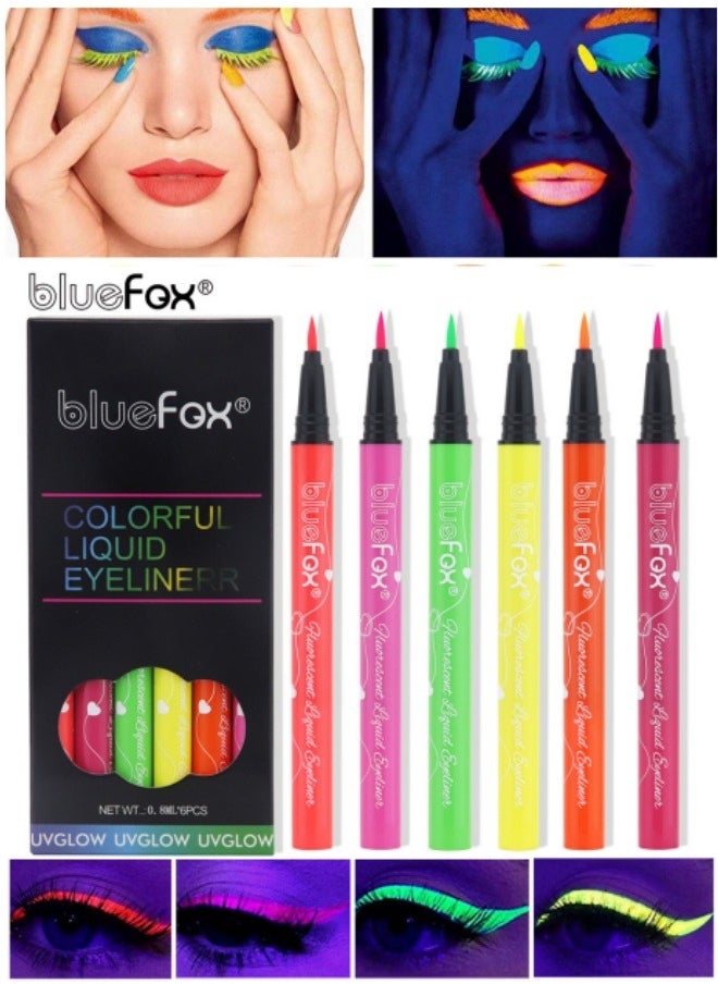 BLUE FOX Colorful Liquid Eyeliner Glow in The Dark Body Face Paint Cosplay Makeup, Black Light Neon Luminous Body Paint Makeup Party Supplies, Professional Glow Face Painting Kit for Kids & Adults  - Image 4