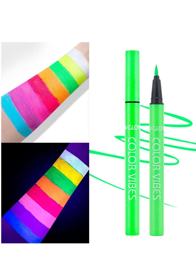 BLUE FOX Colorful Liquid Eyeliner Glow in The Dark Body Face Paint Cosplay Makeup, Black Light Neon Luminous Body Paint Makeup Party Supplies, Professional Glow Face Painting Kit for Kids & Adults  - Image 5