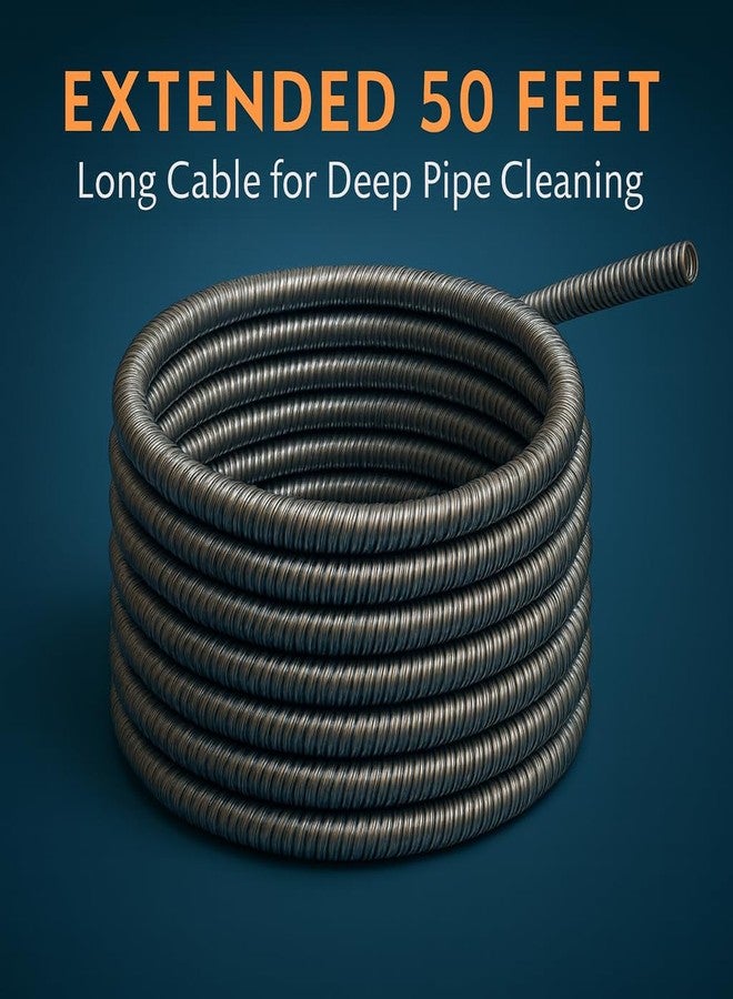 musbus 50 FT Drain Snake Hair Drain Clog Remover, Toilet Clogged Cleaner Tools, Unclog Shower Sink Tool, Gunk Removal Auger Declogger for Bathtub, Bathroom Plumbers Unclogger, Bath Tub Plumbing Snakes - Image 3