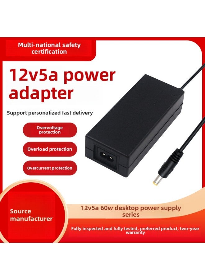 12V5A 24V2.5A Power Adapter 60W High Power Monitoring LED Light LCD Monitor TV-Color:White-Specifications:12V5A