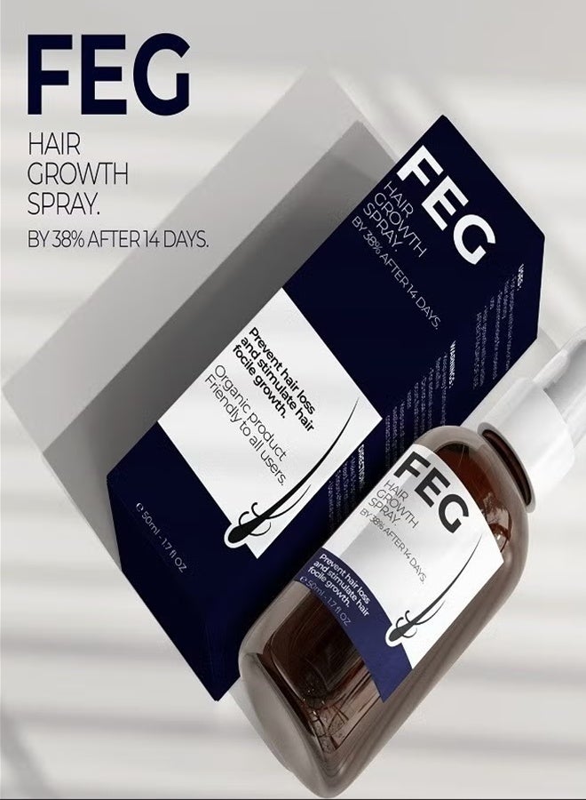 FEG Hair Growth Spray, Strengthens Hair and Rejuvenates, Prevent Hair Loss, Minimize Hair Breakage, Help Strengthen Hair Follicles and Rrestore Damaged Hair for Women and Man  50ml - Image 2