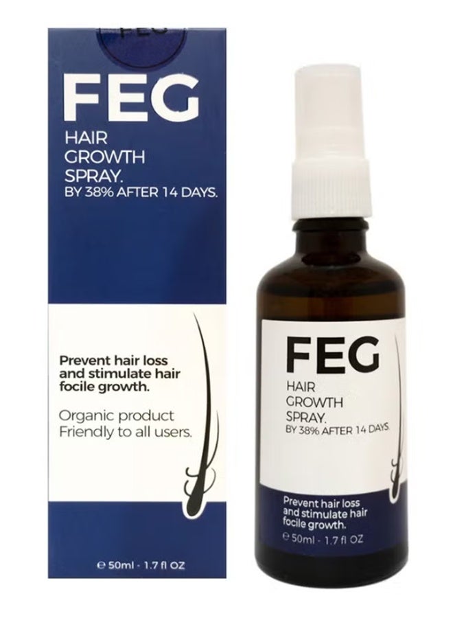 FEG Hair Growth Spray, Strengthens Hair and Rejuvenates, Prevent Hair Loss, Minimize Hair Breakage, Help Strengthen Hair Follicles and Rrestore Damaged Hair for Women and Man  50ml - Image 1