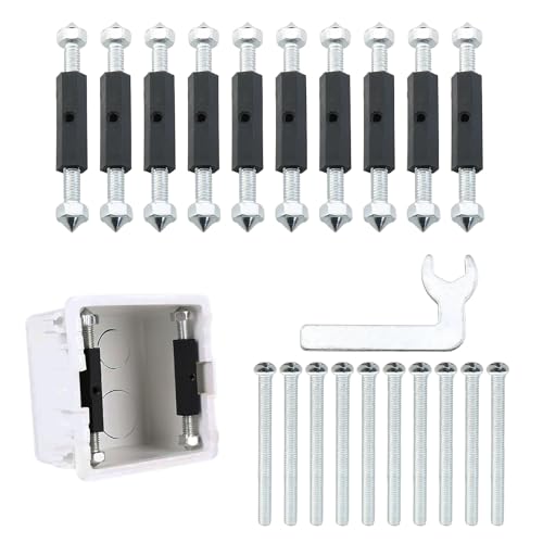 Gozaqe 86 Type Wall Socket Box Repair Kit with 10 ABS Insulation Pillars, 10 Screws and a Wrench Tool, Switch Socket Cassette Bottom Box Repairer for Home and Professional Electricians - Image 1