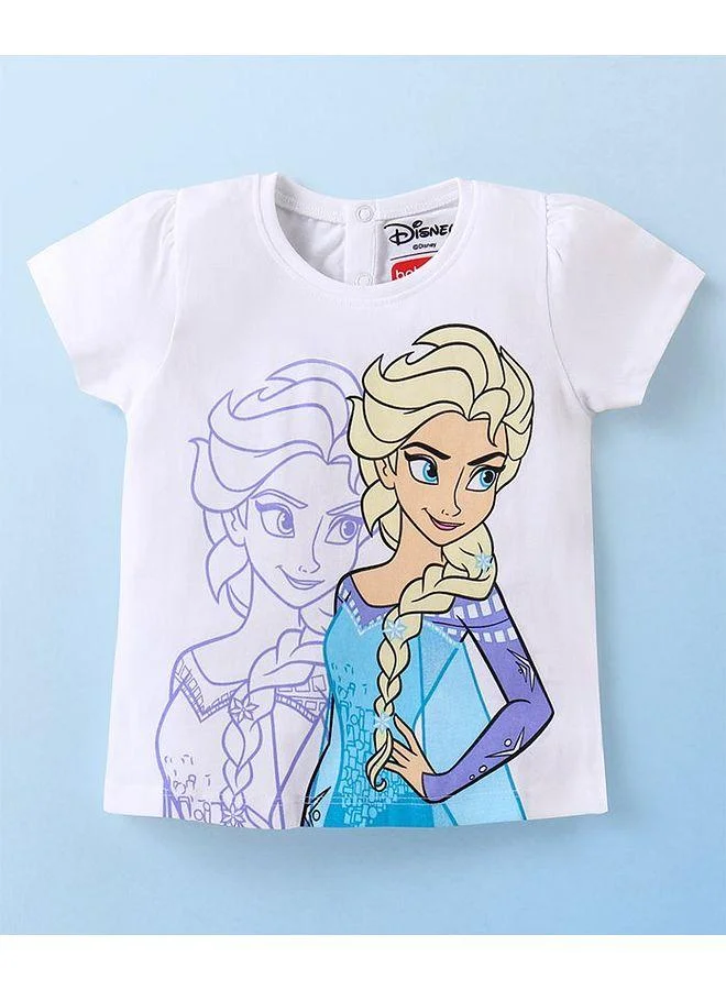 Babyhug Disney Babyhug Disney  100% Cotton Knit Half Sleeves Top with Princess Graphics - White
