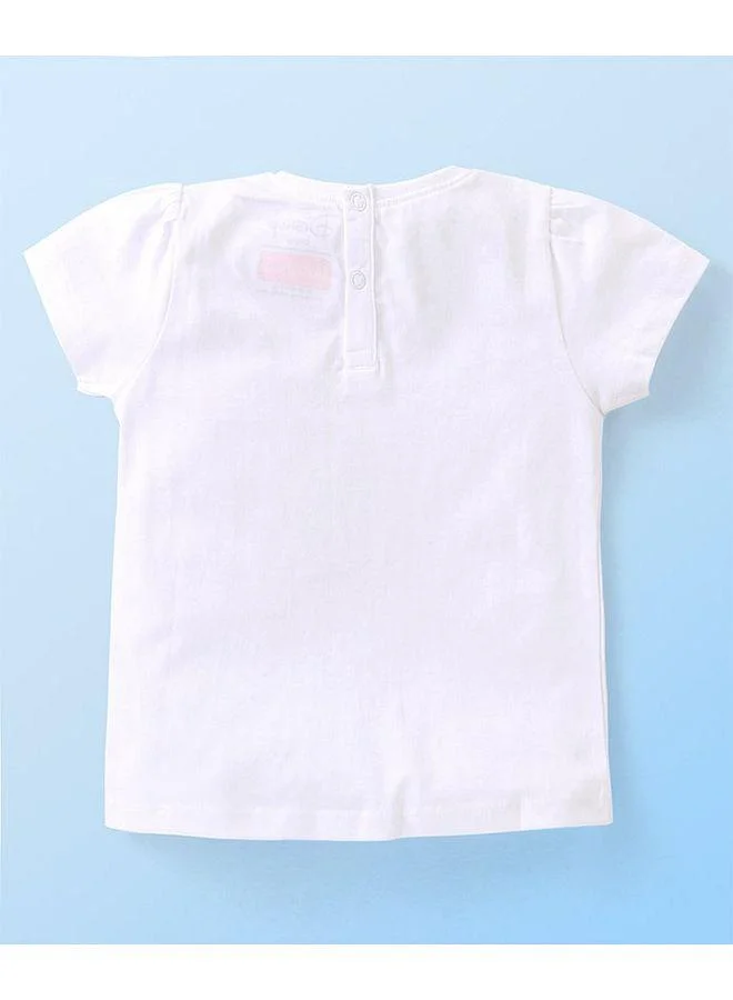 Babyhug Disney Babyhug Disney  100% Cotton Knit Half Sleeves Top with Princess Graphics - White