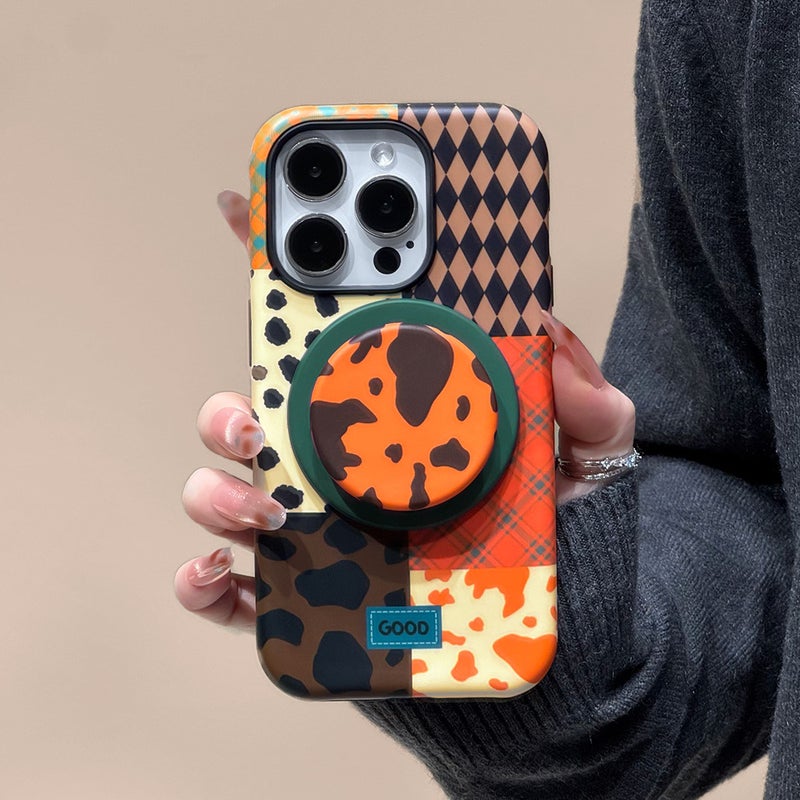 Orange autumn-winter spliced + magnetic stand [Magnetic frosted  2-in-1]