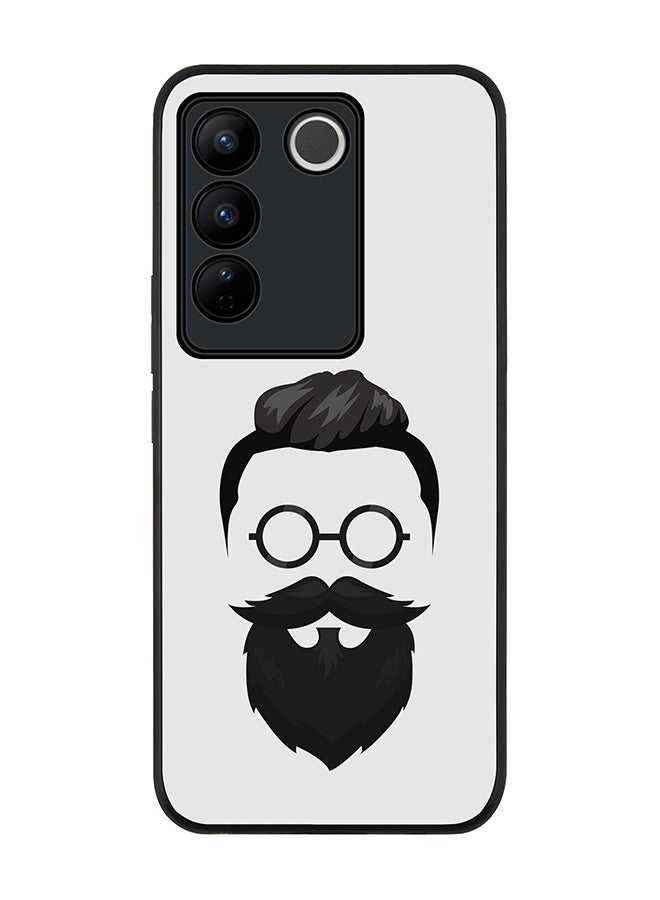 Stylizedd Rugged Black Edge case for Vivo V27 / Vivo V27 Pro / Vivo S16, Slim fit Soft Case Flexible Rubber Edges Anti Drop TPU Gel Thin Cover - Beard Hipster - Image 1