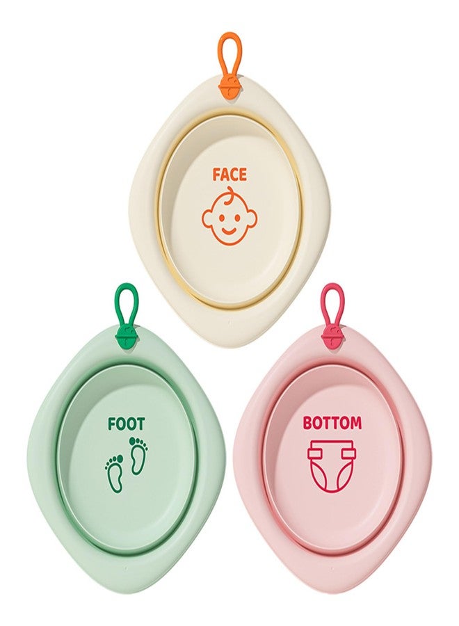 Bellglee 3-Pack Collapsible Wash Basin Set, Portable Foldable Plastic Basins for Baby Bottles, Kids, Camping, Travel, and Laundry - Image 1