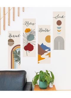 FASHION HOME 4 Panels Home Decor Rustic Wooden Framed Wall Art Print Artwork on Natural Wood Picture Painting for Room  - Image 3